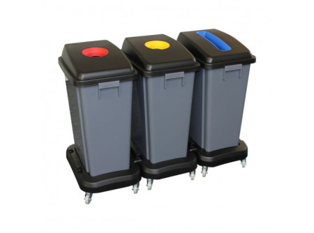 KJS706 SZELEKTÍV - Szelektív hulladékgyűjtő, 3x60L, műanyag, szürke, kerekekkel - - űrtartalom: 3x60 liter
- erős műanyagból készült
- önbeálló kerekekkel
- színkódolt fedéllel
- az elemek igény szerint egymáshoz rögzíthetők
- megfelelő méretű hulladékgyűjtő zsákot biztosítunk

